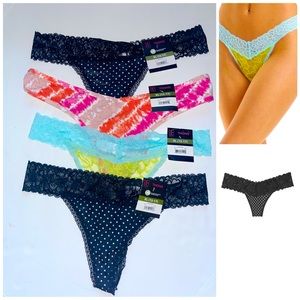 Nobo 4 Pcs Women Lace Thong Panties intimates XL 15-17 stretchy sexy Lingerie *